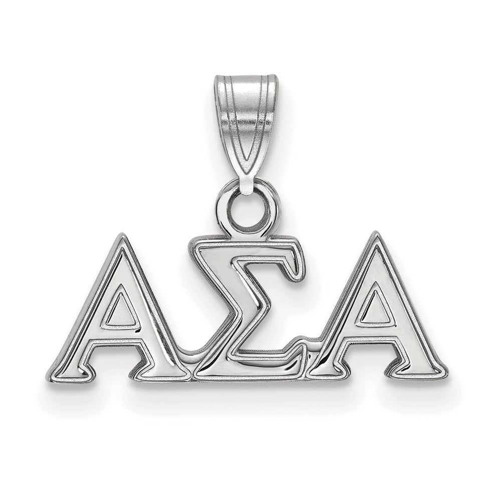 Sterlingsilber Rhodiniert Logoart Alpha Sigma Sorority Greek Buchstaben Klein Anhänger