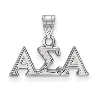 Sterlingsilber Rhodiniert Logoart Alpha Sigma Sorority Greek Buchstaben Klein Anhänger
