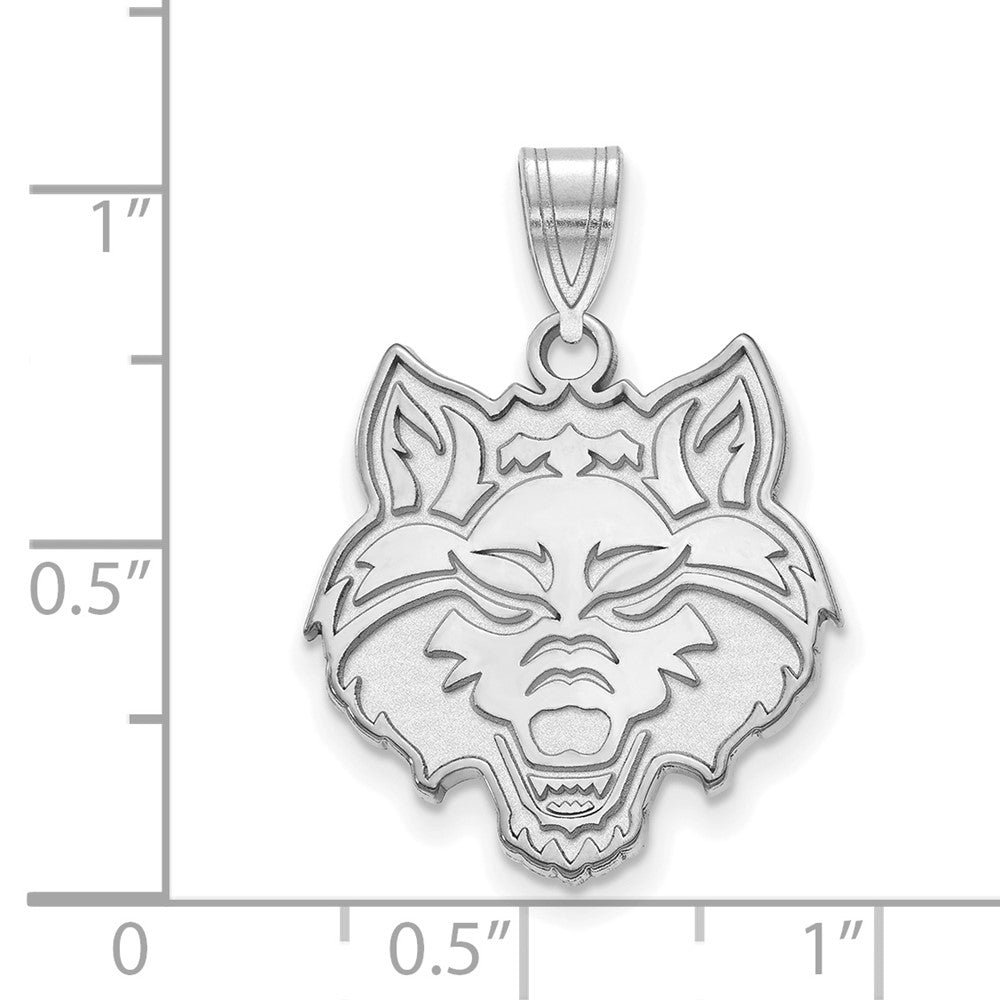 10K Weißgold Logoart Arkansas State University Wolf Groß Anhänger