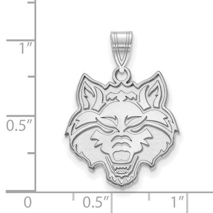 10K Weißgold Logoart Arkansas State University Wolf Groß Anhänger