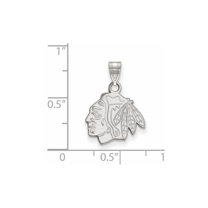 10K Weißgold Nhl Logoart Chicago Blackhawks Klein Anhänger