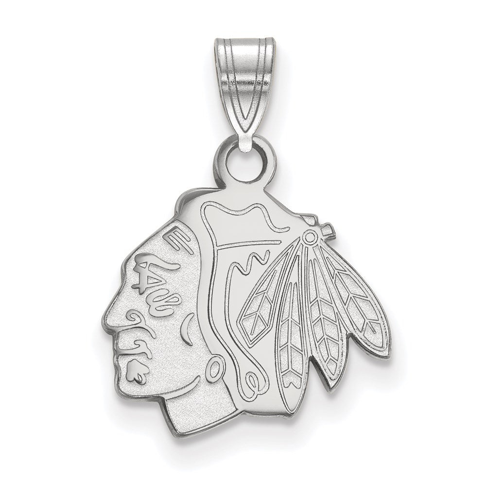 Sterlingsilber Rhodiniert Nhl Logoart Chicago Blackhawks Klein Anhänger