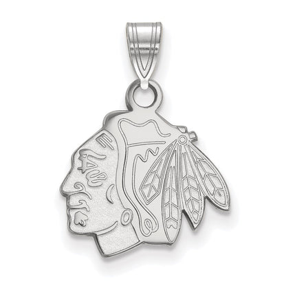 Sterlingsilber Rhodiniert Nhl Logoart Chicago Blackhawks Klein Anhänger