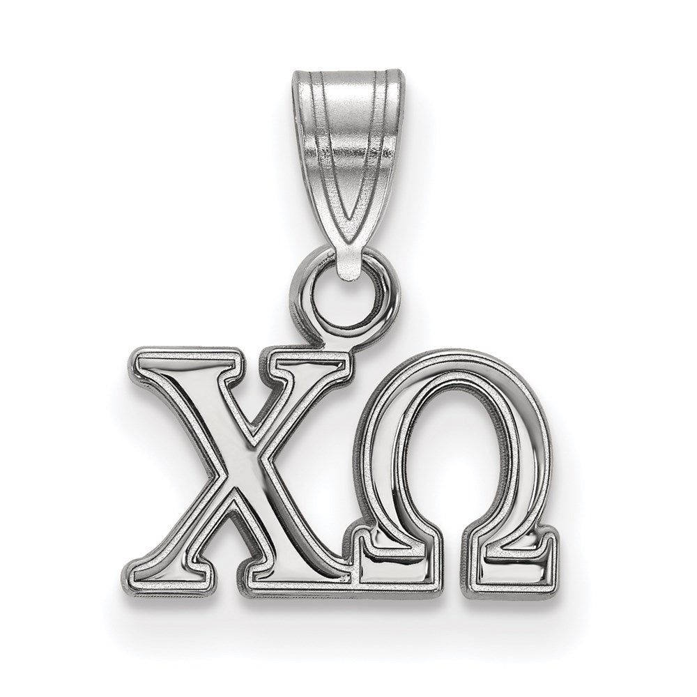 Sterlingsilber Rhodiniert Logoart Chi Omega Sorority Greek Buchstaben Klein Anhänger