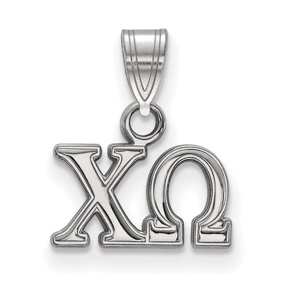 Sterlingsilber Rhodiniert Logoart Chi Omega Sorority Greek Buchstaben Klein Anhänger