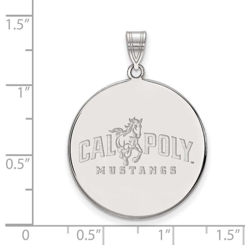 Sterlingsilber Rhodiniert Logoart California Polytechnic State University Mustangs Extra Groß Plättchen Anhänger
