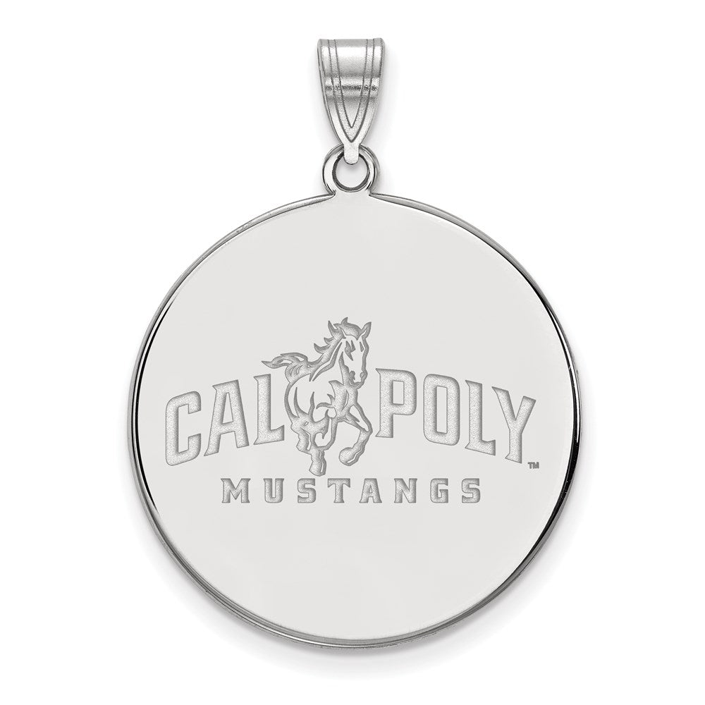 Sterlingsilber Rhodiniert Logoart California Polytechnic State University Mustangs Extra Groß Plättchen Anhänger