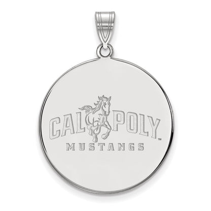 Sterlingsilber Rhodiniert Logoart California Polytechnic State University Mustangs Extra Groß Plättchen Anhänger