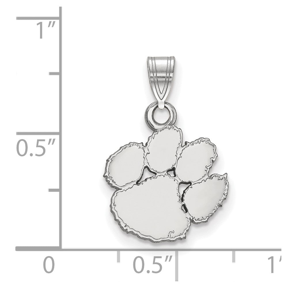 Sterlingsilber Rhodiniert Logoart Clemson University Tiger Paw Klein Anhänger
