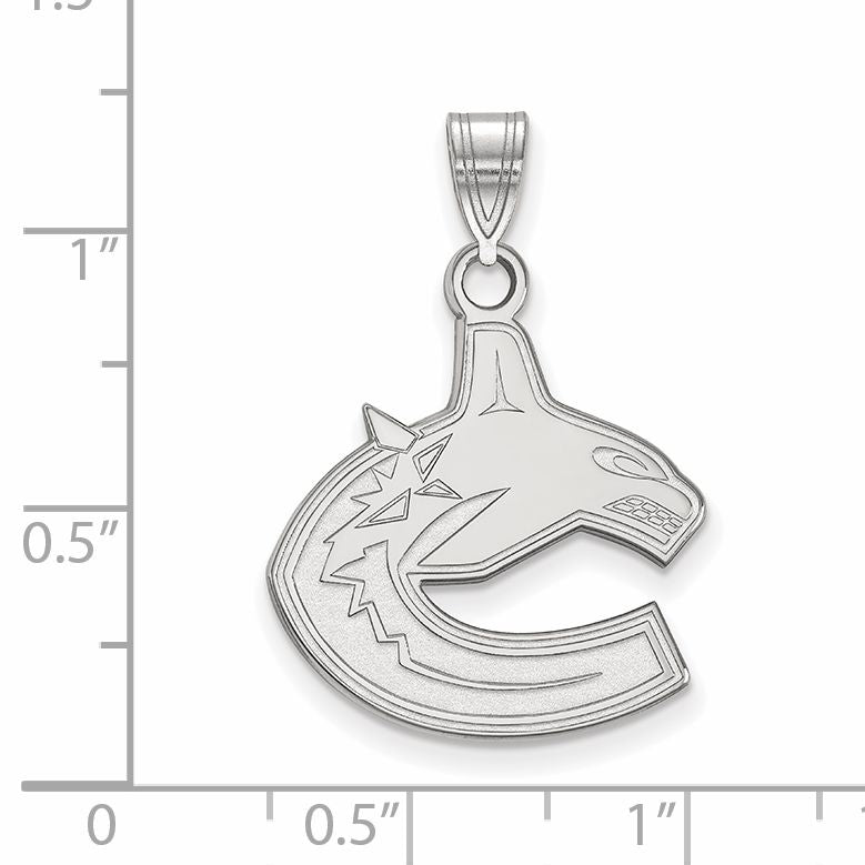 10K Weißgold Nhl Logoart Vancouver Canucks Groß Anhänger