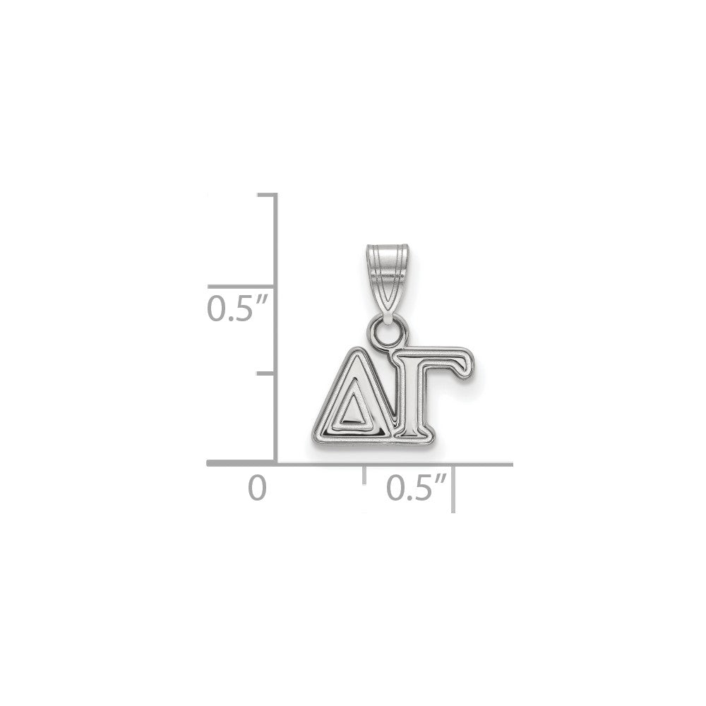 Sterlingsilber Rhodiniert Logoart Delta Gamma Sorority Greek Buchstaben Klein Anhänger