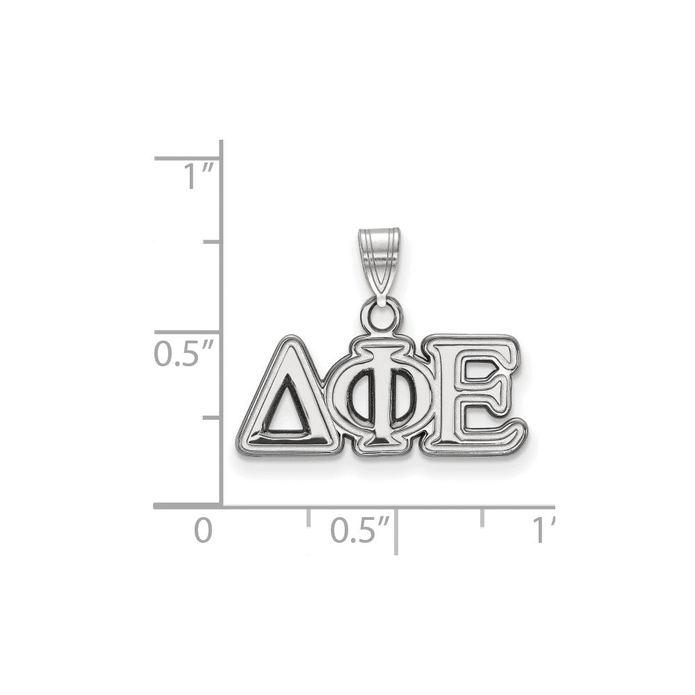 Sterlingsilber Rhodiniert Logoart Delta Phi Epsilon Sorority Greek Buchstaben Klein Anhänger