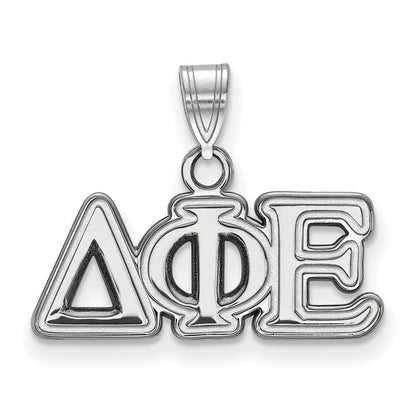 Sterlingsilber Rhodiniert Logoart Delta Phi Epsilon Sorority Greek Buchstaben Klein Anhänger