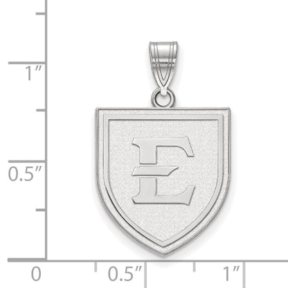Sterlingsilber Rhodiniert Logoart Ost Tennessee State University Buchstabe E Shield Groß Anhänger