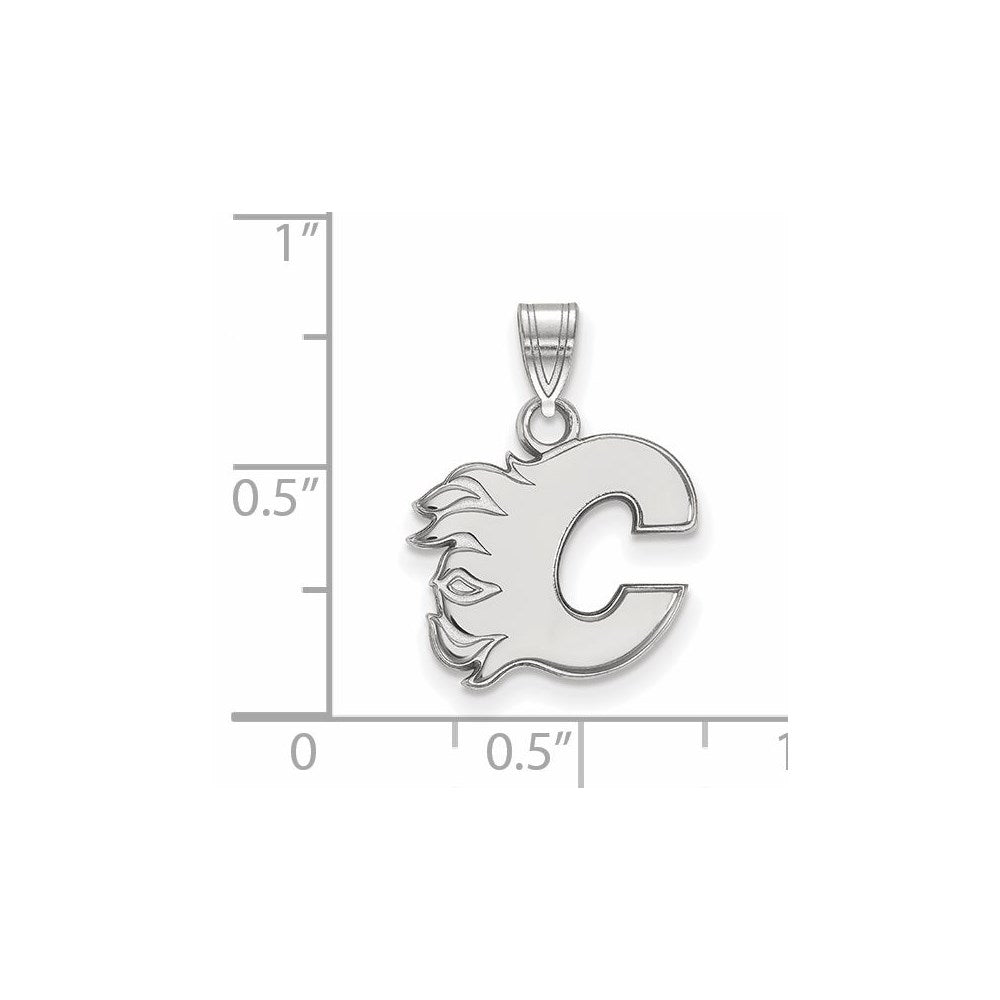 Sterlingsilber Rhodiniert Nhl Logoart Calgary Flames Buchstabe C Klein Anhänger