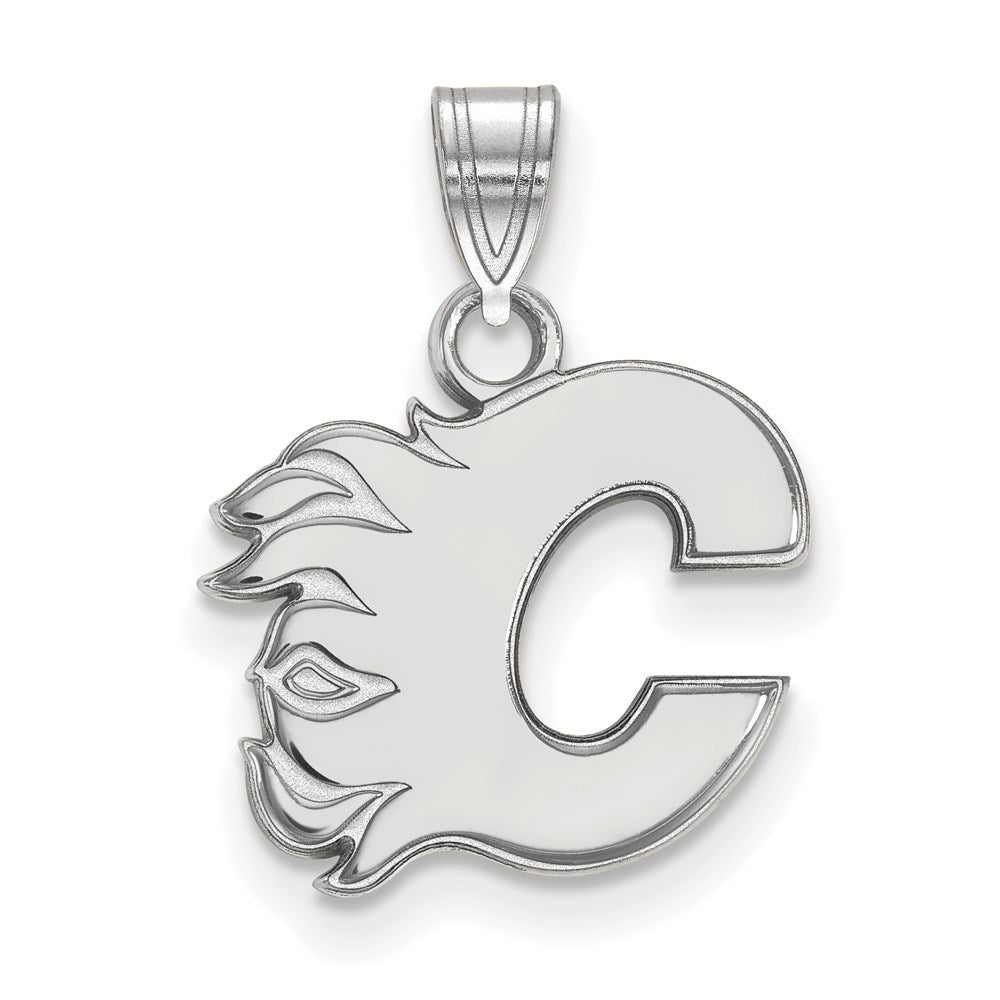 Sterlingsilber Rhodiniert Nhl Logoart Calgary Flames Buchstabe C Klein Anhänger
