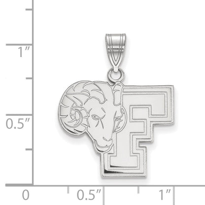 14K Weißgold Logoart Fordham University Ram Groß Anhänger