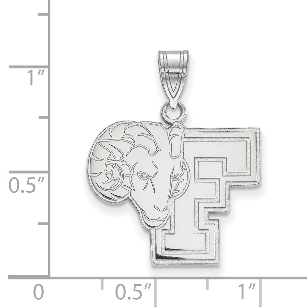10K Weißgold Logoart Fordham University Ram Groß Anhänger
