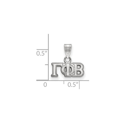 Sterlingsilber Rhodiniert Logoart Gamma Phi Beta Sorority Greek Buchstaben Klein Anhänger
