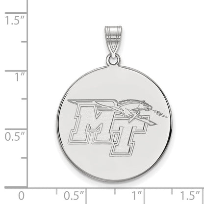 Sterlingsilber Rhodiniert Logoart Middle Tennessee State University M T Extra Groß Plättchen Anhänger