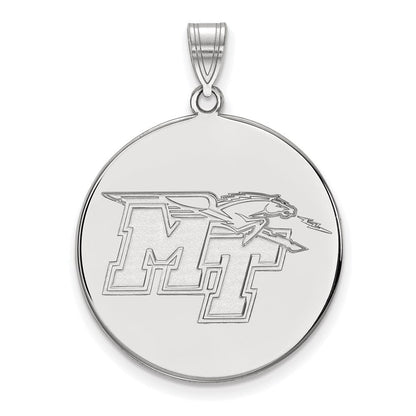Sterlingsilber Rhodiniert Logoart Middle Tennessee State University M T Extra Groß Plättchen Anhänger