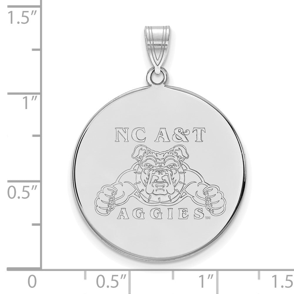 Sterlingsilber Rhodiniert Logoart North Carolina A und T Aggies Extra Groß Plättchen Anhänger