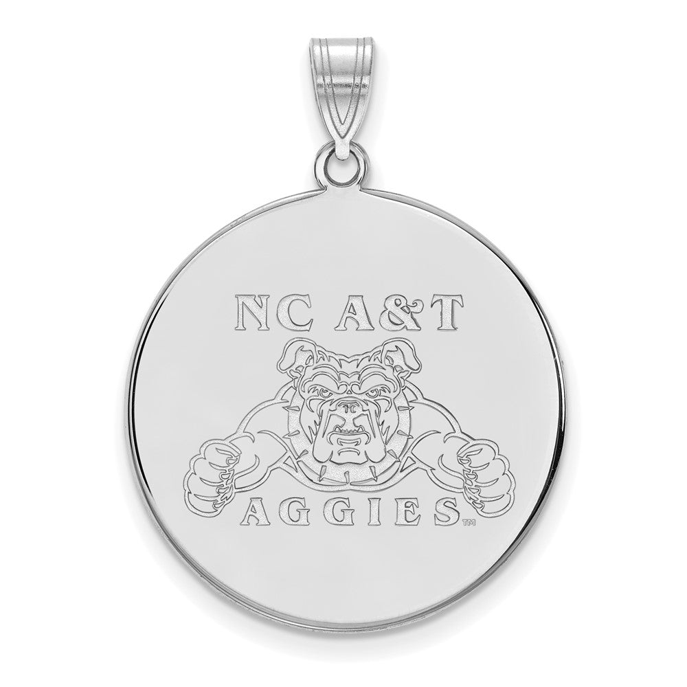 Sterlingsilber Rhodiniert Logoart North Carolina A und T Aggies Extra Groß Plättchen Anhänger