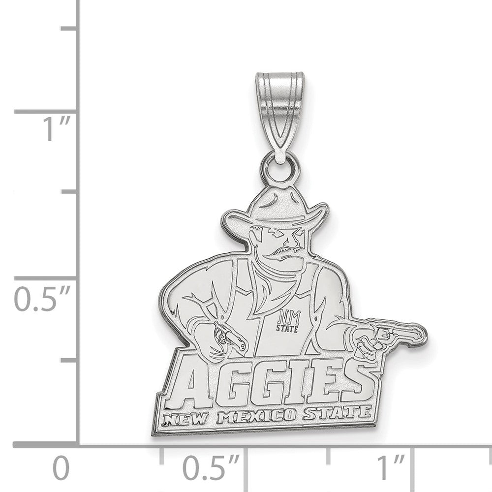 Sterlingsilber Rhodiniert Logoart New Mexico State University Aggies Groß Anhänger