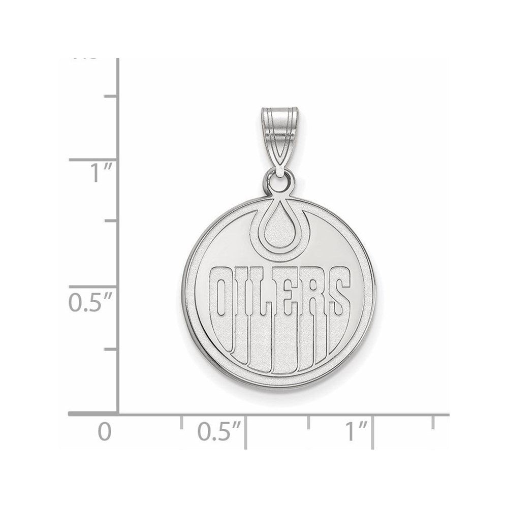 10K Weißgold Nhl Logoart Edmonton Oilers Groß Anhänger