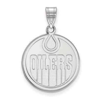 Sterlingsilber Rhodiniert Nhl Logoart Edmonton Oilers Groß Anhänger