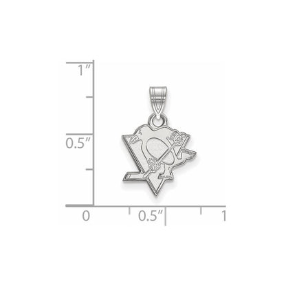 Sterlingsilber Rhodiniert Nhl Logoart Pittsburgh Penguins Klein Anhänger
