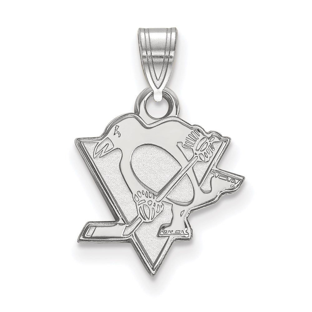 Sterlingsilber Rhodiniert Nhl Logoart Pittsburgh Penguins Klein Anhänger