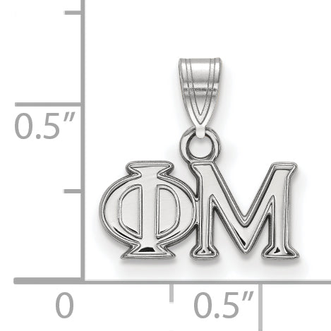 Sterlingsilber Rhodiniert Logoart Phi Mu Sorority Greek Buchstaben Klein Anhänger