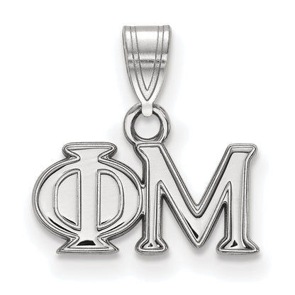 Sterlingsilber Rhodiniert Logoart Phi Mu Sorority Greek Buchstaben Klein Anhänger
