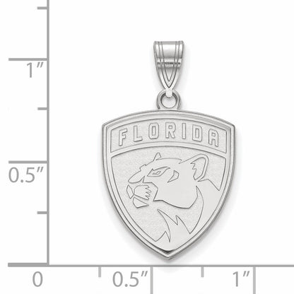 Sterlingsilber Rhodiniert Nhl Logoart Florida Panthers Groß Anhänger