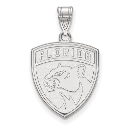 Sterlingsilber Rhodiniert Nhl Logoart Florida Panthers Groß Anhänger