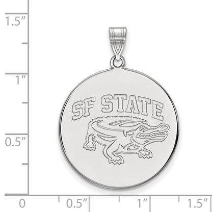 Sterlingsilber Rhodiniert Logoart San Francisco State University Extra Groß Plättchen Anhänger