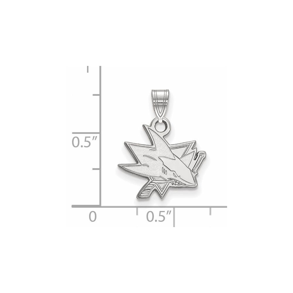 Sterlingsilber Rhodiniert Nhl Logoart San Jose Sharks Klein Anhänger