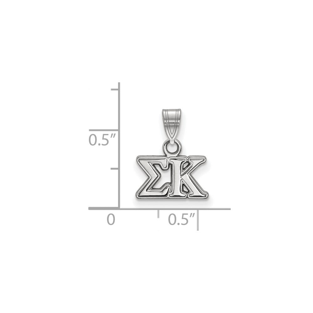 Sterlingsilber Rhodiniert Logoart Sigma Kappa Sorority Greek Buchstaben Klein Anhänger