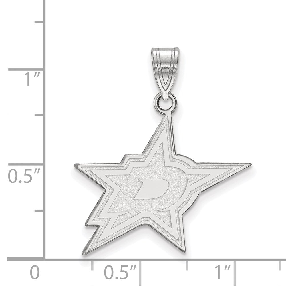 10K Weißgold Nhl Logoart Dallas Sterne Groß Anhänger