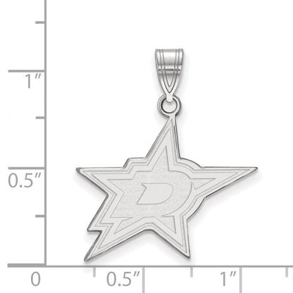 14K Weißgold Nhl Logoart Dallas Sterne Groß Anhänger