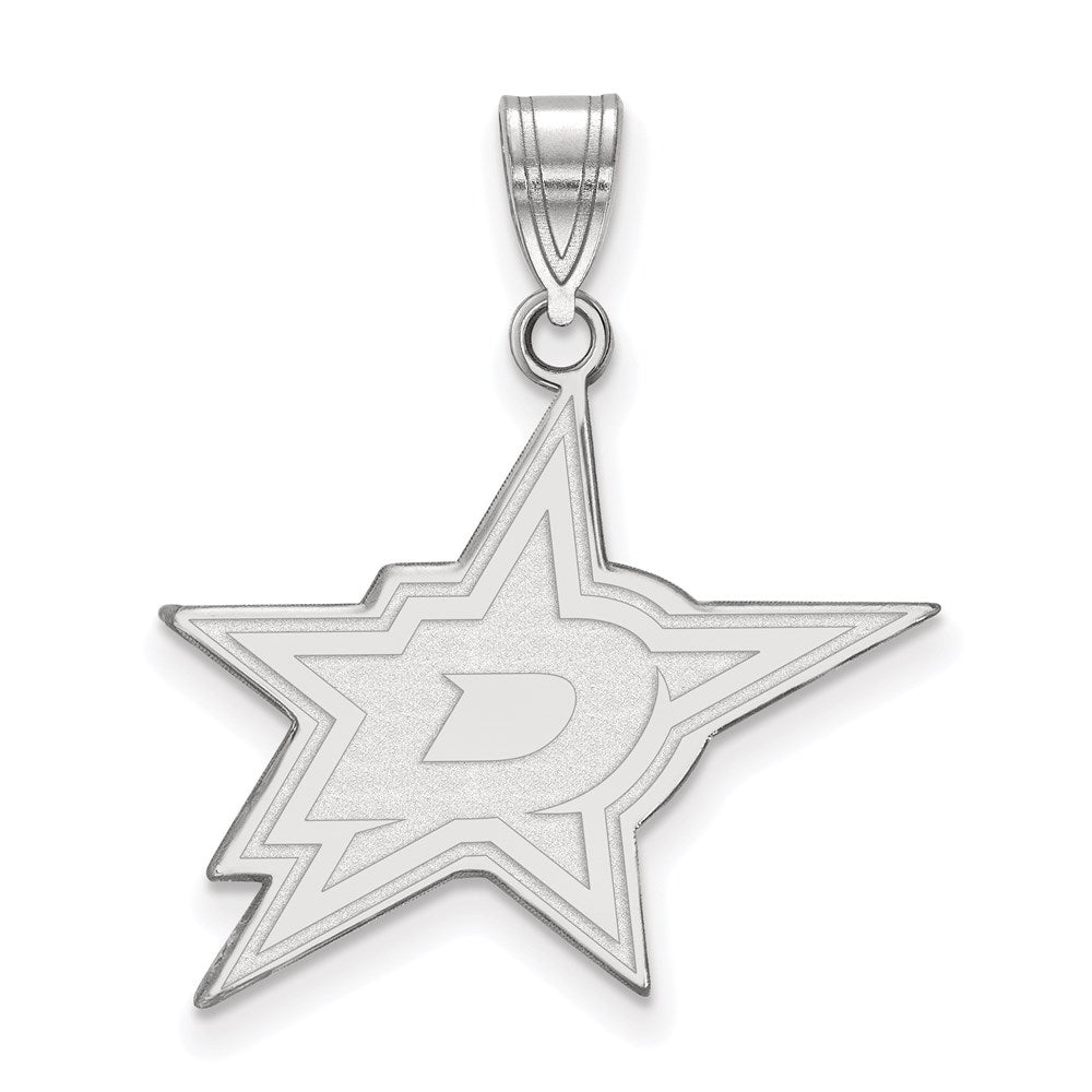 Sterlingsilber Rhodiniert Nhl Logoart Dallas Sterne Groß Anhänger