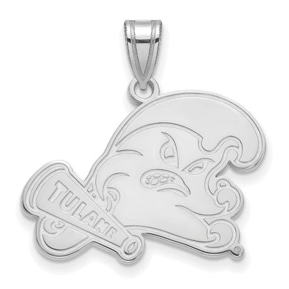 14K Weißgold Logoart Tulane University Groß Anhänger