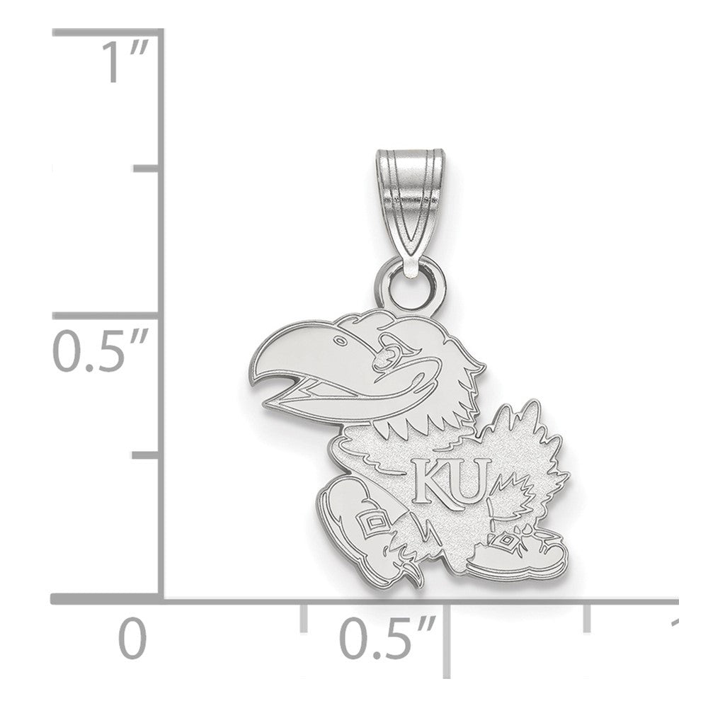 Sterlingsilber Rhodiniert Logoart University Of Kansas Jayhawk Klein Anhänger