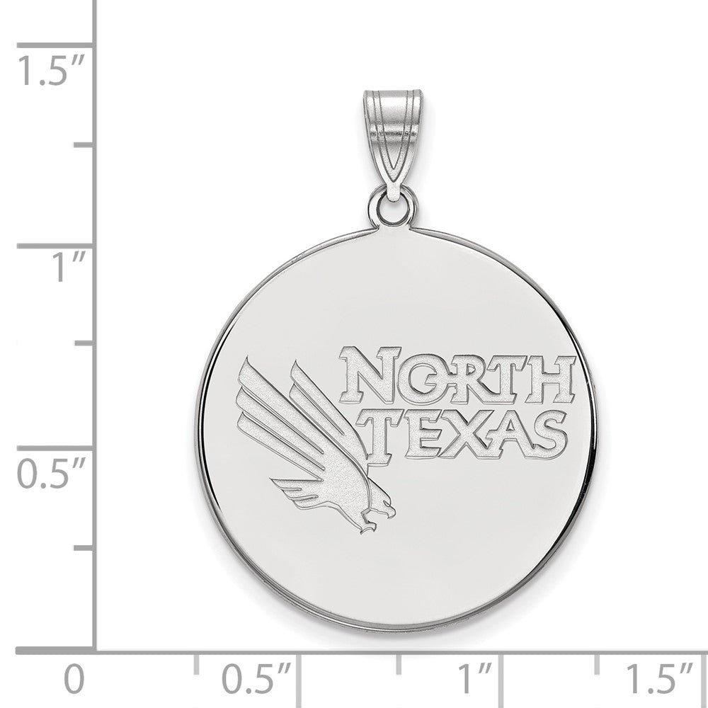 Sterlingsilber Rhodiniert Logoart University Of North Texas Extra Groß Plättchen Anhänger