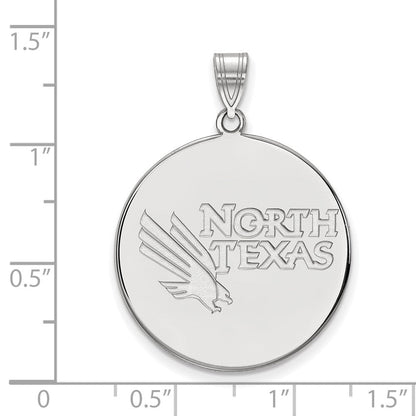 Sterlingsilber Rhodiniert Logoart University Of North Texas Extra Groß Plättchen Anhänger
