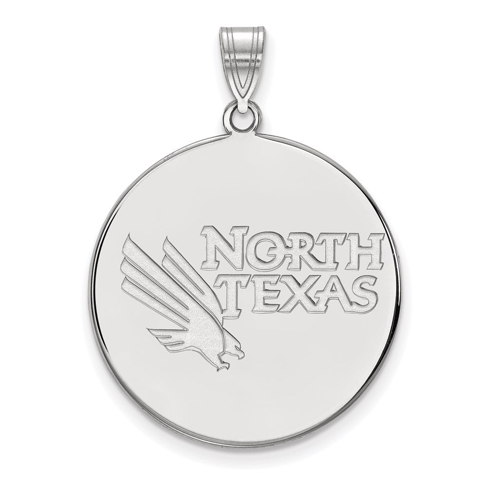 Sterlingsilber Rhodiniert Logoart University Of North Texas Extra Groß Plättchen Anhänger