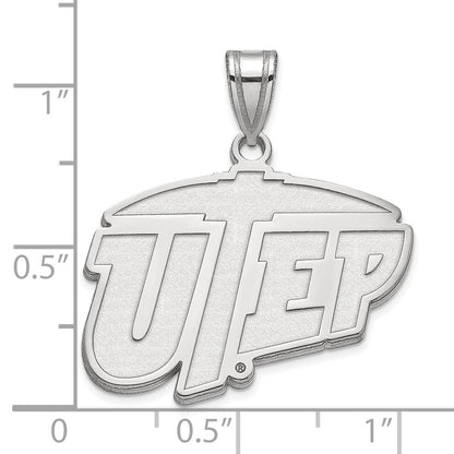 Sterlingsilber Rhodiniert Logoart University Of Texas At El Paso Groß Anhänger