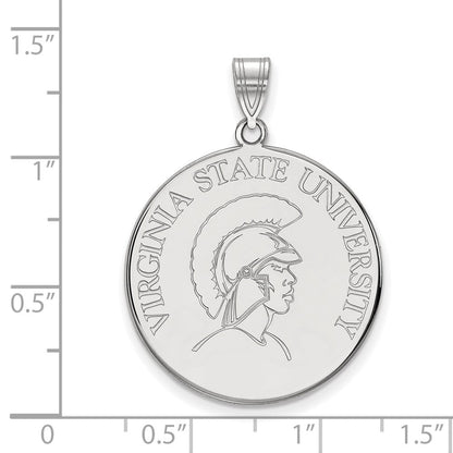 Sterlingsilber Rhodiniert Logoart Virginia State University Extra Groß Plättchen Anhänger