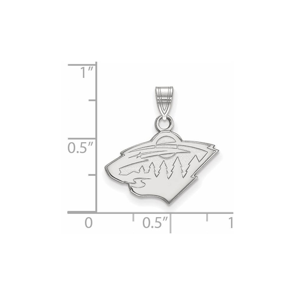 Sterlingsilber Rhodiniert Nhl Logoart Minnesota Wild Klein Anhänger